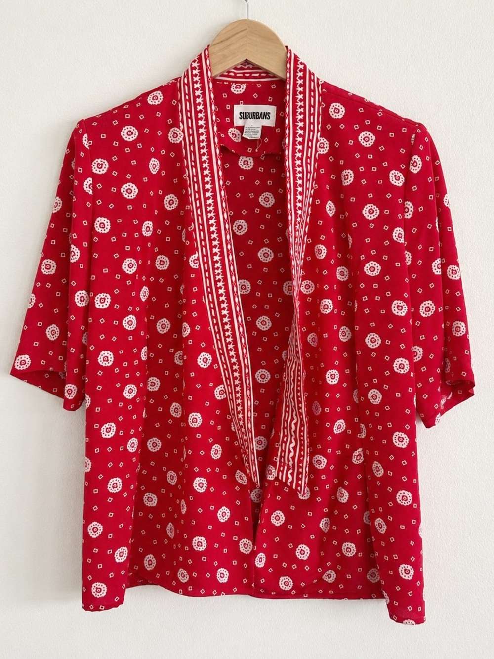 Vintage Country Suburbans 2 Piece Pant Set Red Bandana Print Wide Leg 10 ILGWU - Picture 2 of 13